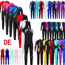 DE ranrann Mädchen Turnanzug Glitzer Ganzkörper Overall Strass Gymnastikanzug