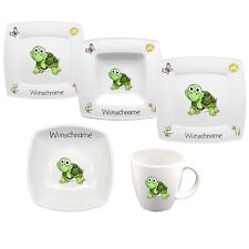 Kindergeschirr Schildkröte Porzellan Set - Personalisiert mit Wunschname