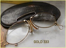 Kneifer Massiv Echt GOLD  333  Nasenbrille 9,7 gr.  Zwicker Optiker  Leder Etui