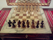 Schachspiel Carrara mit Figuren 51 x 51 Ca 50er 60er Alabaster Schach Mamor Edel
