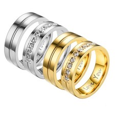 Edelstahl Ring vergoldet Verlobungsring Partnerring Liebesring I Love You ❤️