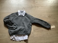 Pullover Damen grau mit Perlen. Gr. 36/38 .Verkauf  ohne die Bluse.