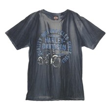 HARLEY DAVIDSON Herren T-Shirt Schwarz Grafik M Baumwolle Rundhals Kurzarm