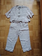 Vincenzo Alloco Damen Hosenanzug Leinen Grösse 42 Beige