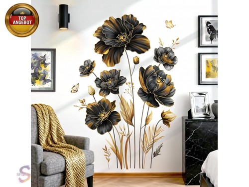 Wandsticker blumen schwarz - wandsticker,