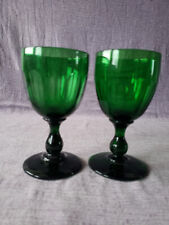 2 antike Biedermeier Weinglas russisch grün Facettenschliff um 1850 Empire Kelch