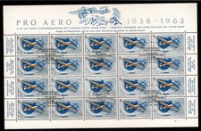 Schweiz Pro Aero 1963 je 2 Fr im Bogen zu 20 Stück Mi Nr 780 SBK FO46 gestempelt