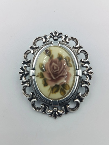Vintage brosche mit rosenmotiv - vintage-brosche,