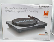 Lenco Wooden Turntable MMC Cartridge PC Encoding Plattenspieler Black #KT8985X-