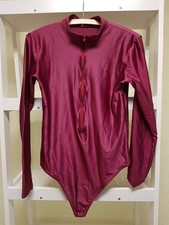 Herren Spandex Langarm Stringbody Weinrot FRV L