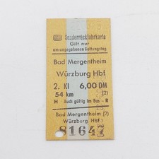 Alte Fahrkarte Sonderrückfahrkarte DB Würzburg Fahrschein Ticket 
