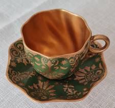 Coalport England - Mokkatasse mit Untertasse Grün & Gold - 15 K3 T 74/4    38