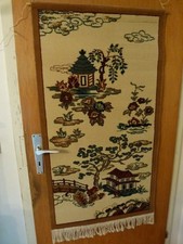 Vintage Wandteppich Lotos China Japan ? / DDR Teppichwerk Halbmond Oelsnitz TOP