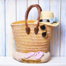 Spardose Urlaubskasse Strandtasche Urlaub Kasse Sparschwein Deko Dekoration 15cm