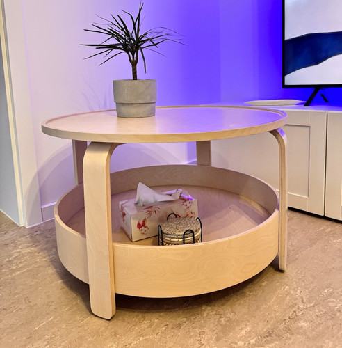 Runder couchtisch holz natur - couchtisch,