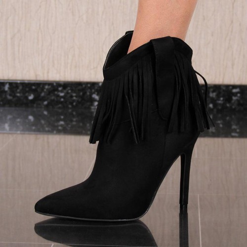 Damen velours stiefeletten mit - velours,