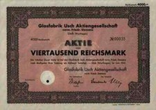 SIEMENS Glas 1942 Usch Ujscie Warthegau Dresden Leipzig 4000 RM Sachsen Hohlglas