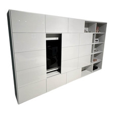 Kettnaker Wohnwand Vita Lack Grauweiß Matt Und Hochglanz Mit Schiebetüren 