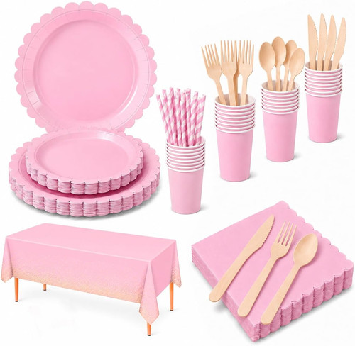 Rosa partygeschirr set - partygeschirr-set, 25