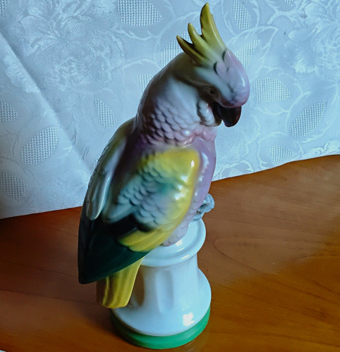 Große porzellanfigur kakadu - porzellanfigur,