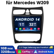 9" Für Mercedes Benz CLK W209 C209 Carplay 32G Android 14 Autoradio Navi GPS FM
