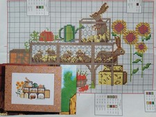 Stickvorlage Kreuzstich Hasen im Stall