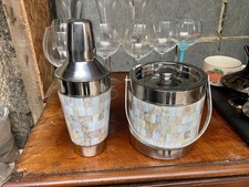 Vintage Retro Stil Edelstahl Cocktail Shaker & Eiskübel