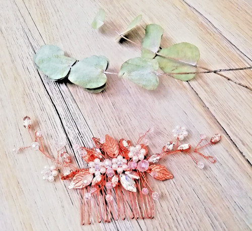 Braut haarkamm roségold - haarkamm,