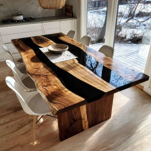 Live edge walnut river table - live,