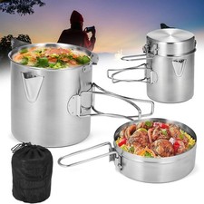 Camping Kochgeschirr Set Edelstahl Topf Campinggeschirr Picknick Kochtopf Set