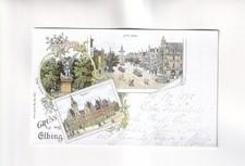 F6509) Ansichtskarte, GRUSS aus ELBING - Alter Markt Rathaus Straßenbahn- REPRO