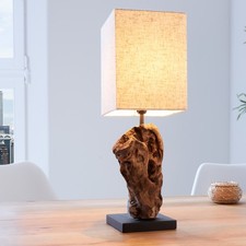Handgearbeitete Treibholz Tischlampe HYPNOTIC - 45cm FARBWAHL mit Leinenschirm