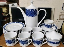 Kaffeeservice, für 6 Personen, Blaues Blumendekor, Kahla (DDR)  70 iger Jahre 