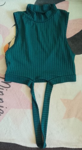Damen crop top - ripp, grün