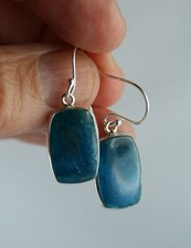 Edelstein Ohrhänger natürlicher blauer Apatit 925 Sterling Silber Ohrringe