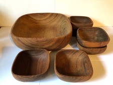 ? Teak Holz Schale aus Thailand viereckig mit sechs kleinenSchalen