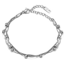 DAMEN KUGEL ARMBAND ROSE GOLD SILBER ARMKETTE EDELSTAHL KETTE KUGEL ANHÄNGER NEU