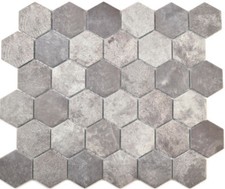 Keramikmosaik Hexagon Zement