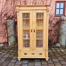 Glas-Vitrine Schrank edel antik Weichholz Fichte 2-türig Schublade restauriert
