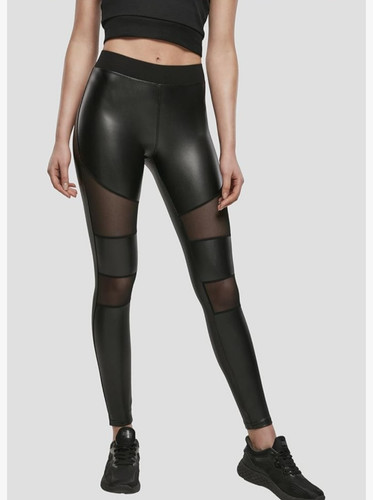 Leder leggings mit - mit, netzanteil