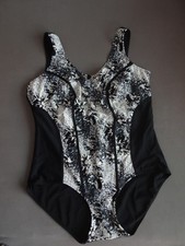Badeanzug - Einteiler - v. PLAISIR - Büste mit Bügel - schwarz-weiß Gr. 48