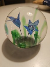 Glaskugel Briefbeschwerer Deko mit Blumen Vintage