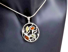 Bernstein Lebensbaum Anhänger 925 Silber – Symbolisches Medaillon & Amulett