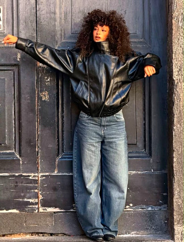 100 damen lederjacke schwarz - 100%,