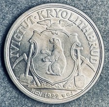 10 Kroner 1922 HCN GJ Grönland Ivigtut Kryolith Mining Eisbär KM#Tn49 K181025J0