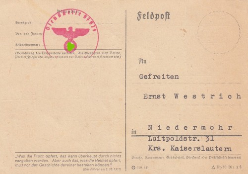 Feldpost karte 1942 - karte,