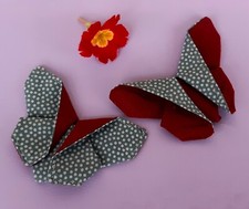 2  Schmetterlinge rot/grün Taschen, Haar, Wohnung Deko Geschenk Handarbeit Stoff