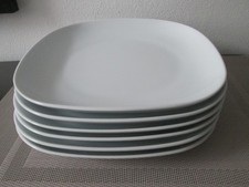 6x IKEA 365 Värdera Essteller Speiseteller Teller eckig weiß Porzellan ca. 25x25