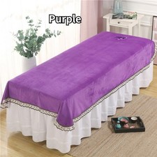 Beauty Salon Velvet Massage Bed Sheet Table Cover Lace Trim Solid with Hole SPA-