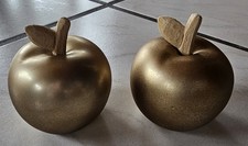 2x Deko-Äpfel Gold / Bronze mit Holzstiel